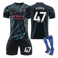 Miniatyrbilde 1 av 4: 23-24 Manchester City Andre Bortedrakt Nr. 9 Haaland drakt 17 De Bruyne 47 Foden fotballdrakt NO.47 FODEN XL