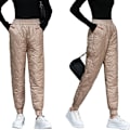 Miniatyrbilde 2 av 5: Dame Vinter Varm Dun Bomull Bukser Koreansk Vindtett Vattert Trousers Elastisk Midje Joggebukser Varm Vattert Joggers Bukse 1 L