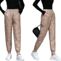 Miniatyrbilde 2 av 5: Dame Vinter Varm Dun Bomull Bukser Koreansk Vindtett Vattert Trousers Elastisk Midje Joggebukser Varm Vattert Joggers Bukse 4 XL