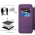 Miniatyrbillede 4 af 5: Kompatibel med iPhone 12 6.1 tommer Kortholder Læder Telefon Cover Kompatibel med MagSafe Indbygget Linse Film RFID Beskyttelse Azure