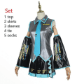 Miniatyrbillede 1 af 5: Ny Trend Miku Cosplay Kostume Med Midi Kjole Og Paryk Til Kvinder/Mænd 2 XXS