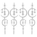 Miniatyrbillede 1 af 5: 2 Par Øreringe Legering Diamant Romantisk Måne Stjerne Mode Smykker Kvinder Piger Tilbehør Hvid