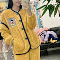 Pikkukuva 1 / 2: Hanhenkeltainen Mikki-samettipyjama naisille, pitkähihainen plus samettinen sarjakuva korallifleecepyjama Goose yellow Mickey M