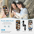 Miniatyrbillede 5 af 5: Trådløs Lavalier Mikrofon til iPhone iPad, Plug and Play Mikrofon med 2 Mikrofoner til Videooptagelse, Vlog, TikTok, Youtube, Auto Connect og Smart
