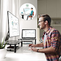 Miniatyrbillede 4 af 4: Hæve-/sænkebord til stationær computer, justerbar laptop-skrivebordshøjde, ergonomisk metalskærmholder med mesh-platform til laptop, computer