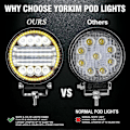 Miniatyrbild 5 av 5: 4X LED Arbetsbelysning Runda Gula Spot Combo Ljus Gult Dimljus för Off Road SUV