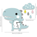 Miniatyrbild 2 av 4: Väggklocka barn dinosaurie med moln tickfri tyst klocka blå pojke väggklocka