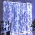 Miniatyrbilde 1 av 5: LED Gardin Istapp Lys Jul Lysdekorasjon 3m Fjernkontroll USB Bryllupsgirlander for Soverom Party Hjem 3x2M White