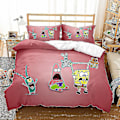 Miniatyrbilde 1 av 2: Spongebob Squarepants Serie Trykt Dynetrekk Todelt Sett Tredelt Barneroms Dekorativt Dynetrekk style 4 260*220three-piecesuit