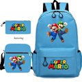 Miniatyrbild 5 av 5: Super Mario 3 st/set Barnryggsäck Pojkar Skolväska Tillbaka till Skolan Present Green 16 Inches