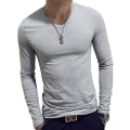 Miniatyrbild 1 av 5: Polo med hög krage för män, enfärgad, smal, elastisk, tunn, pullover, vår, höst, underkläder, polotröja, herrstickad blus, baströja, topp Gray 2 L