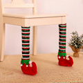 Miniatyrbillede 4 af 5: 4 stk. Jule Stolebensbetræk (Røde Elvere) Jule Stolebensstrømper Jule Skridsikre Stolebensbetræk til Julebordsdekorationer, Festdekoration