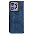 Miniatyrbild 1 av 5: Kompatibelt Skal för Motorola Edge 50 Pro 5G, Texturerat Läder av Kohud + TPU + PC Telefonskal Blue