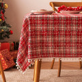 Miniatyrbilde 1 av 5: Juledekorasjon Nyttår Duk Rutete Snøfnugg Jul Hjem Spisebord Dekke Klut Rektangulær Salongbord Duk Red and white well g 110x170cm