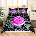 Miniatyrbild 3 av 5: Blå Ros Kung Queen Sängkläder Set Romantiskt Blommigt Påslakan Abstrakt Vatten Krusningar Blomma Täcke Överdrag Polyester Quilt Överdrag