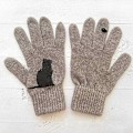 Miniatyrbilde 3 av 3: Kattetrykte Hansker Dame Ullhansker Høst Vinter Utendørs Varme Kuldebeskyttelse Vattert