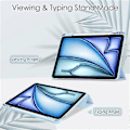 Miniatyrbild 3 av 5: Kompatibelt Skal för iPad Air 11 (2024) Transparent Fodral PU Läder Auto Wake Sleep Skyddande Fodral med Pennhållare LightBlue