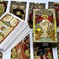 Miniatyrbilde 4 av 5: Gylne art nouveau tarotkort kortstokk brettspill 1pc table cloth