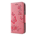 Miniatyrbillede 3 af 5: Sommerfugleblomster Præget PU Læder Wallet Case Stand Kompatibel Med Samsung Galaxy S8 Pink