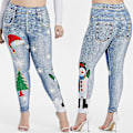Miniatyrbillede 1 af 3: Glædelig Jul Snemand Søde Dame Jeggings Høj Talje Ankel Længde Dejlige Leggings Dame Skinny Træningsbukser Jul LGS96-1 M