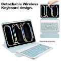 Miniatyrbilde 3 av 5: Kompatibelt deksel for iPad Pro 11 (2024) i lær + akryl med stativ og Bluetooth-tastatur Azure