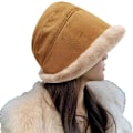 Miniatyrbild 5 av 5: Bucket Hat för Kvinnor Vinter Ull Flicka Hatt Varm Vindtät Hatt