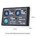 Miniatyrbillede 2 af 5: Computerskærm til Mini ITX Kabinet 3.5 Tommer IPS TYPE-C Sekundær Skærm CPU GPU RAM HDD USB Display