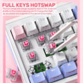 Miniatyrbilde 3 av 5: ZA68 Trådløst Mekanisk Gaming Tastatur 2.4G Bluetooth TYPE-C Kablet 3 Moduser Hot Swap RGB Bakgrunnsbelysning 68 Taster Green Three modes