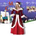 Miniatyrbild 1 av 2: Vuxna män och kvinnor cos Jul föreställning rollspel Jultomte Julklänning par föreställning Women's model S