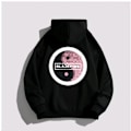 Miniatyrbild 3 av 5: Svart PINK Hoodie Herr Dam Bomull Sweatshirt Tryck Tai Chi Tide Märke Huva Blomma Korea Streetwear Fleece Lediga Lösa Kläder 1 XXL
