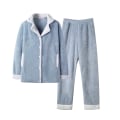 Pikkukuva 1 / 2: Vaaleansiniset samettipyjamat naisille, pitkähihaiset plus samettiset sarjakuva korallisamettipyjamat Light blue M