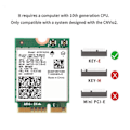 Pikkukuva 2 / 5: Wi-Fi 6 AX201 M.2 Key E CNVio 2 Wifi -kortti Dual Band 3000Mbps Langaton Bluetooth 5.0 2.4Ghz/5Ghz