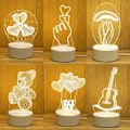 Miniatyrbilde 2 av 5: Romantisk Kjærlighet 3D Akryl LED Lampe for Hjem Barnas Nattlys Bordlampe Julebord Dekor Valentinsdag Nattbordslampe Rabbit moon