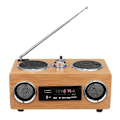 Miniatyrbild 1 av 5: Trådlös Retro Högtalare i Trä Radio Subwoofer Hemmastudio Bluetooth Musikcenter Stöd USB/