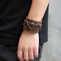 Miniatyrbillede 1 af 2: Autentisk Bredt Ægte Læder Casual Herre Brun Manchet Armring