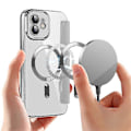Miniatyrbild 5 av 5: Kompatibelt Läderfodral för iPhone 12 6.1 tum Kompatibelt med MagSafe Inbyggd Linsfilm RFID-skydd Grey