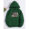 Miniatyrbillede 1 af 5: Juleprint Sweatshirts Mode Karneval Fest Kvinde Tøj Casual Sweatshirt Sjovt Mønster Fest Dame Hættetrøjer Green XS