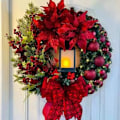 Miniatyrbilde 1 av 5: Dørkrans med lyskranser til dører, julepynt, rød Jesus-mønstret blomsterkrans, juledekorasjoner 2023 Red Lamp 30CM