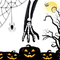 Miniatyrbillede 5 af 5: Skelet Handsker Sæt: Fuld Finger, Lang Arm, Sort - Halloween Tilbehør