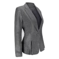 Pikkukuva 3 / 5: Naisten muodollinen toimistopuku tunika kaulus yksivärinen slim fit kaksiosainen puku laskostettu bleiseri ja housut Gray M