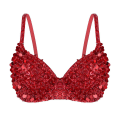 Miniatyrbilde 1 av 5: Tribal glitter sparkle magedans perlebesatt paljett-BH-topp for kvinner Red 36/80