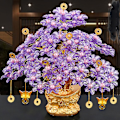Pikkukuva 2 / 2: Raha Puut Feng Shui Vauraus Raha Sitriini Keltainen Bonsai Jalokivi Reiki Akryyli A5