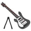 Miniatyrbilde 2 av 5: Miniatyr Tre Simulering Elektrisk Gitar Modell Musikkinstrument Ornamenter Gaver Svart