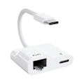 Pikkukuva 1 / 5: Usb C - Ethernet -sovitin, Usb Type C - Rj45 Gigabit Ethernet Lan -sovitin 60 W:n laturilla, /p
