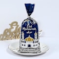 Miniatyrbilde 4 av 5: 100 stk. Eid Mubarak Gaveposer, Blå Gull Ramadan-tema Trykte Eid Mubarak Festgodteposer med Twist Ties