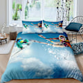 Miniatyrbild 3 av 5: Skidåkning Kung Drottning Påslakan Ungdomar Extremsport Spel Sängkläder Set Skidstavar Snowboard Täcke Örngott Polyester Quilt Örngott