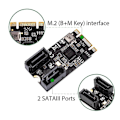 Miniatyrbilde 4 av 5: M2 PCIE NVMe SATA6G 2 Port SATA III 6Gb/S M.2 22X42 M Key og B Key Kontroller Adapterkort JMB582