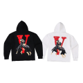 Miniatyrbilde 2 av 5: 2023 Europeisk og amerikansk trendy merke VLONE trendy hundekamp stor V-print oversize hip-hop trendy hettegenser Black S