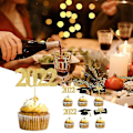 Miniatyrbilde 2 av 5: 12 stk./sett 2022 Vakker Trencher Cap Form Kake Topper Gradueringsstil Dekorativt Papir Kake Topper For Fest Q
