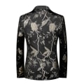 Miniatyrbillede 3 af 3: Herre Broderi En Knap Blazer Slim Fit Blomsterprintet Jakkesæt Stilfuld Blomster Tuxedo Jakke Silver 3XL